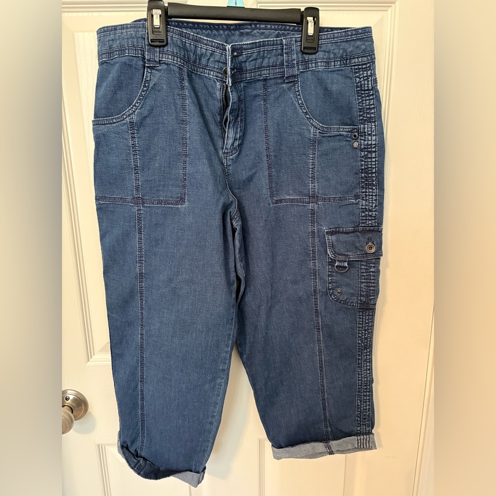 Crop Denim Jeans in Dark Blue